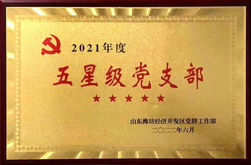 華全集團黨支部被山東濰坊經濟開發(fā)區(qū)黨群工作部評為2021年度五星級黨支部